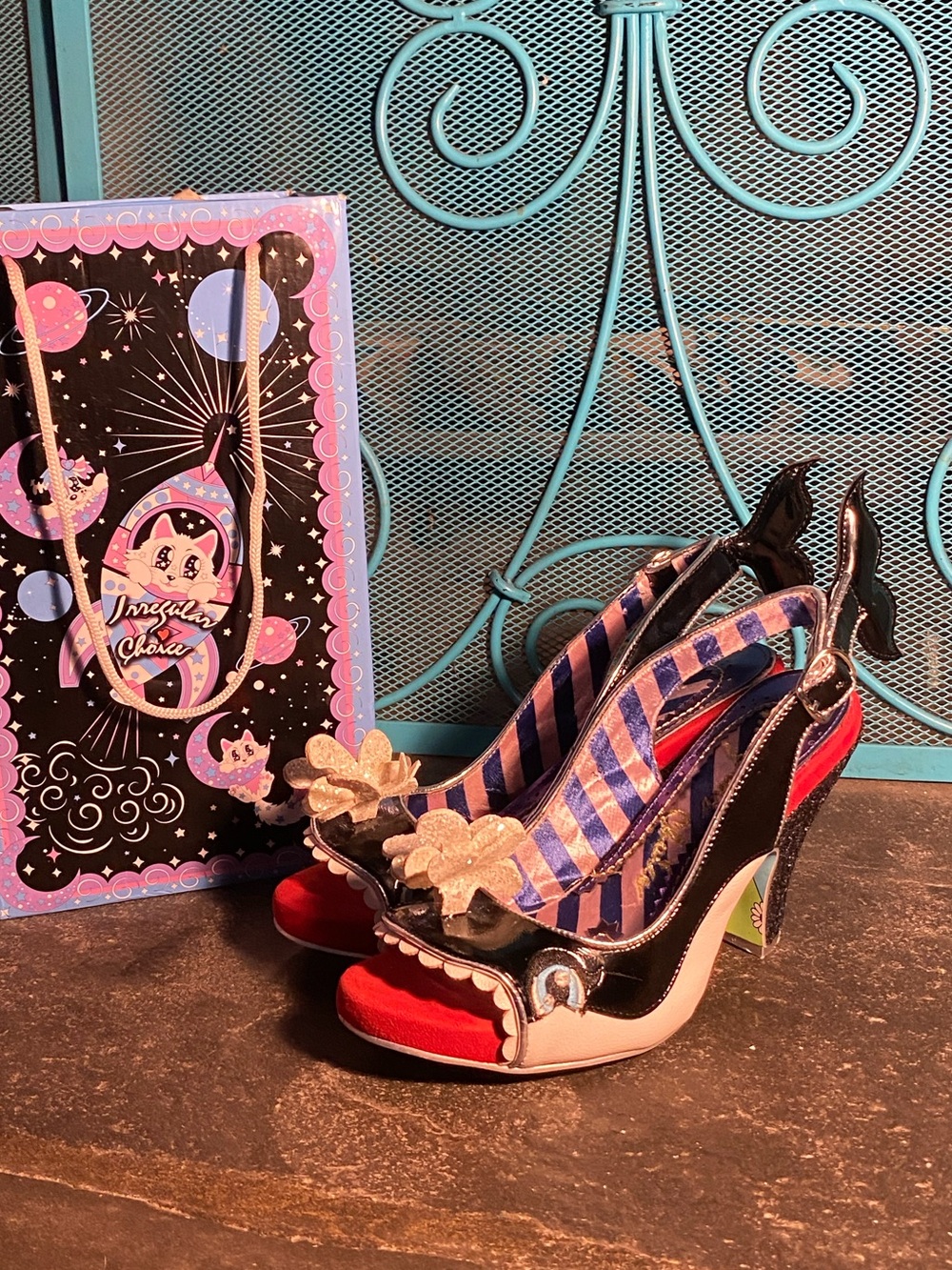 Irregular Choice WHALE OF A TIME peep toe pumps,patent leather whale/face tale,